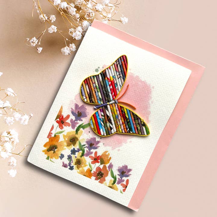 Loving Nature - Wholesale Gewone wenskaart - Upcycled handgemaakte kaart - gemaakt door kansarme ambachtslieden7