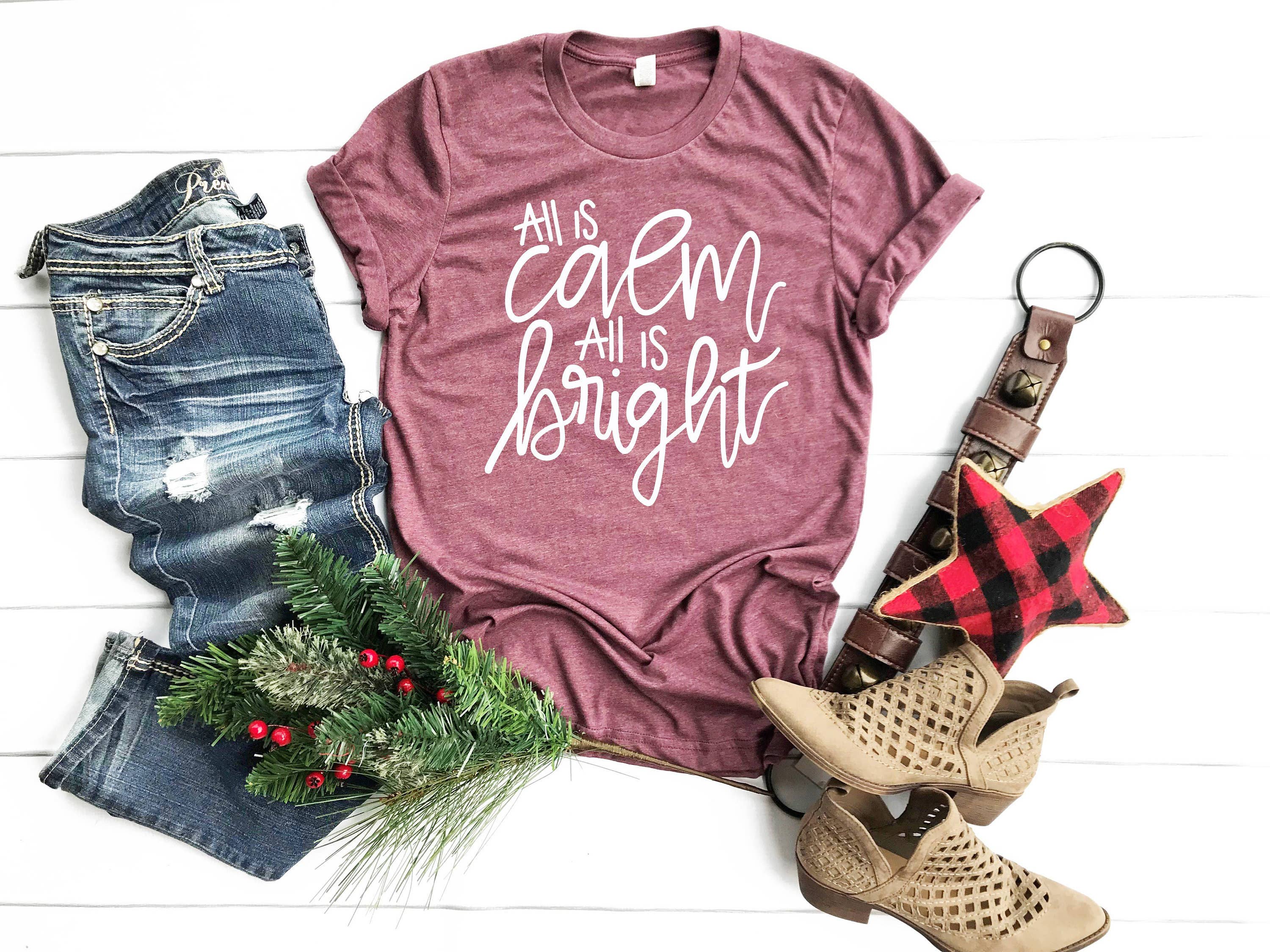 Amy Anne Apparel Inc - Vente T-shirt sérigraphié – femme - Tout est calme Tout est lumineux3