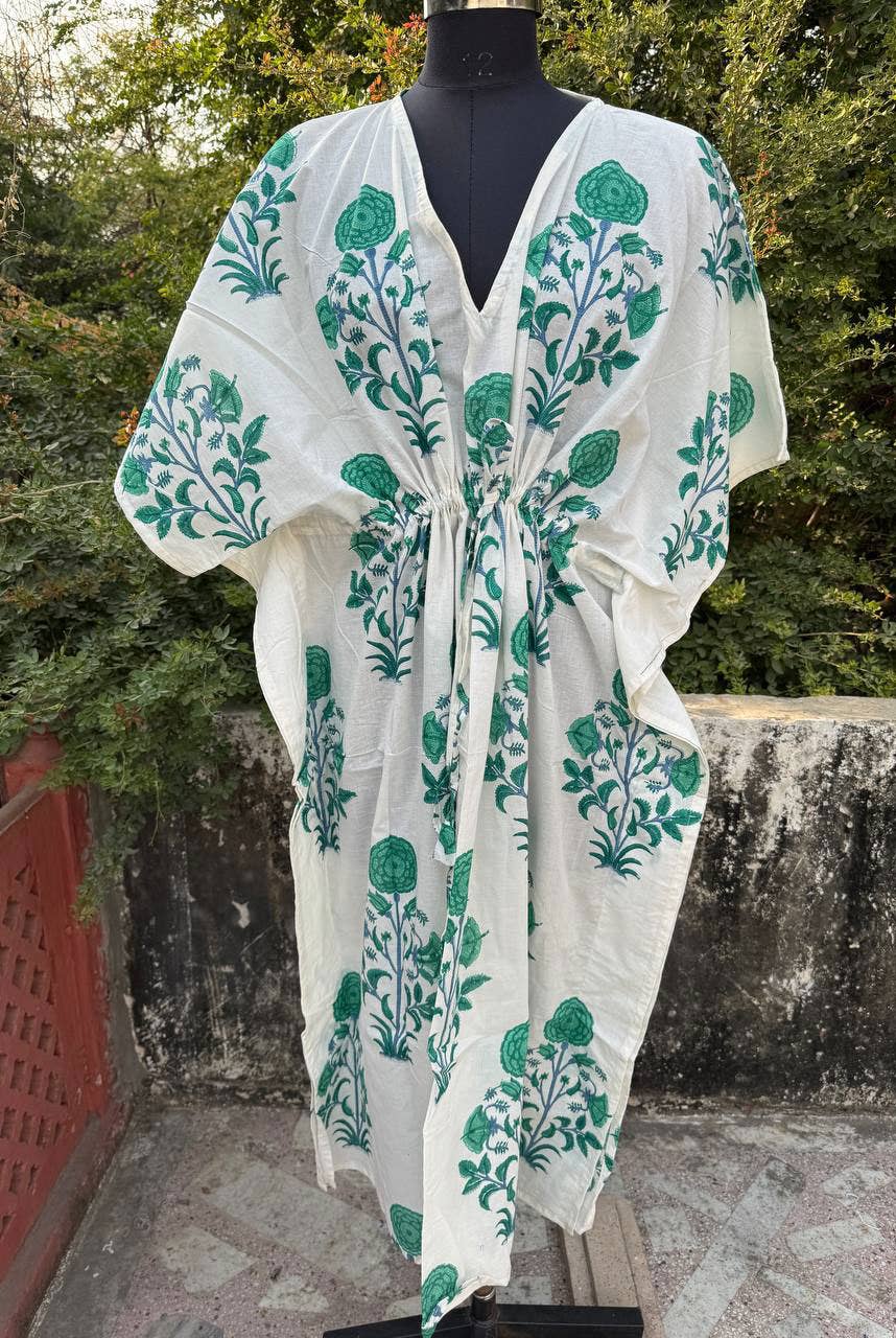 bhavnas boutique - Wholesale Kaftan - Women's - Floral Printed Cotton Kaftan Sleepwear Maxi Loungewear Gown0