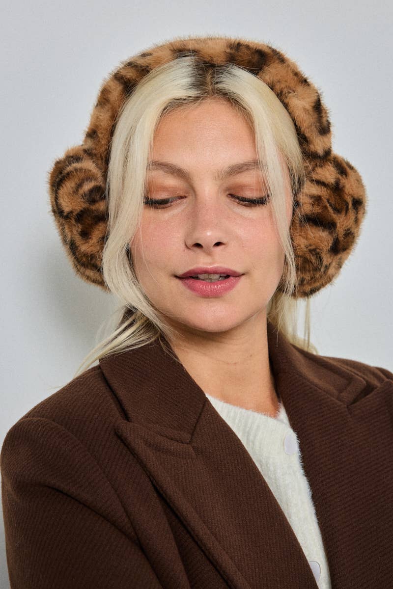 BYREN | ÉLINE L'ATELIER – Engroshandel Ørevarmere - Dame – Leopard ørevarmere i kunstpels CC103