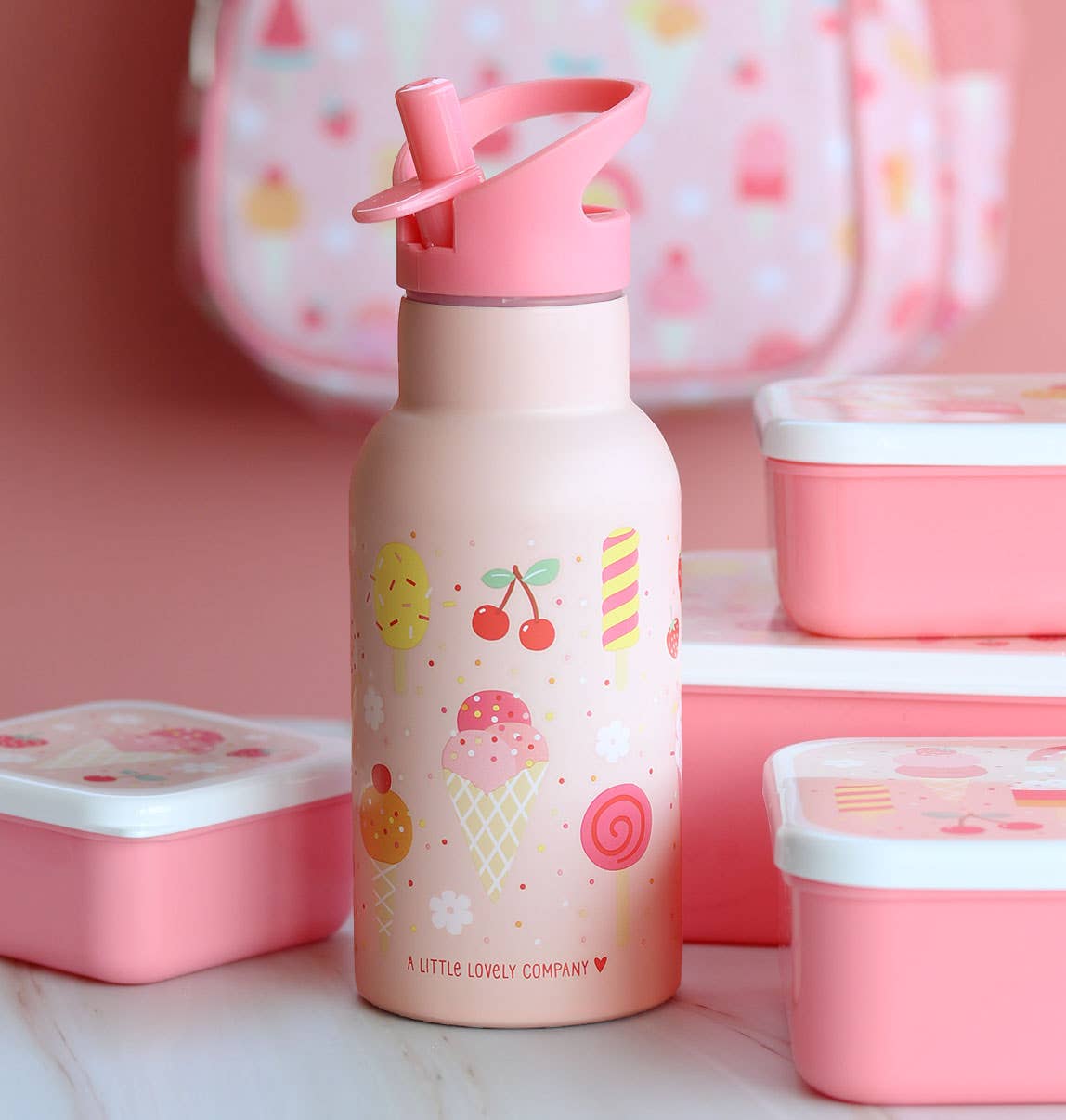 A Little Lovely Company - Wholesale Water Bottle - Kids stainless steel drink/ water bottle: Ice-cream5