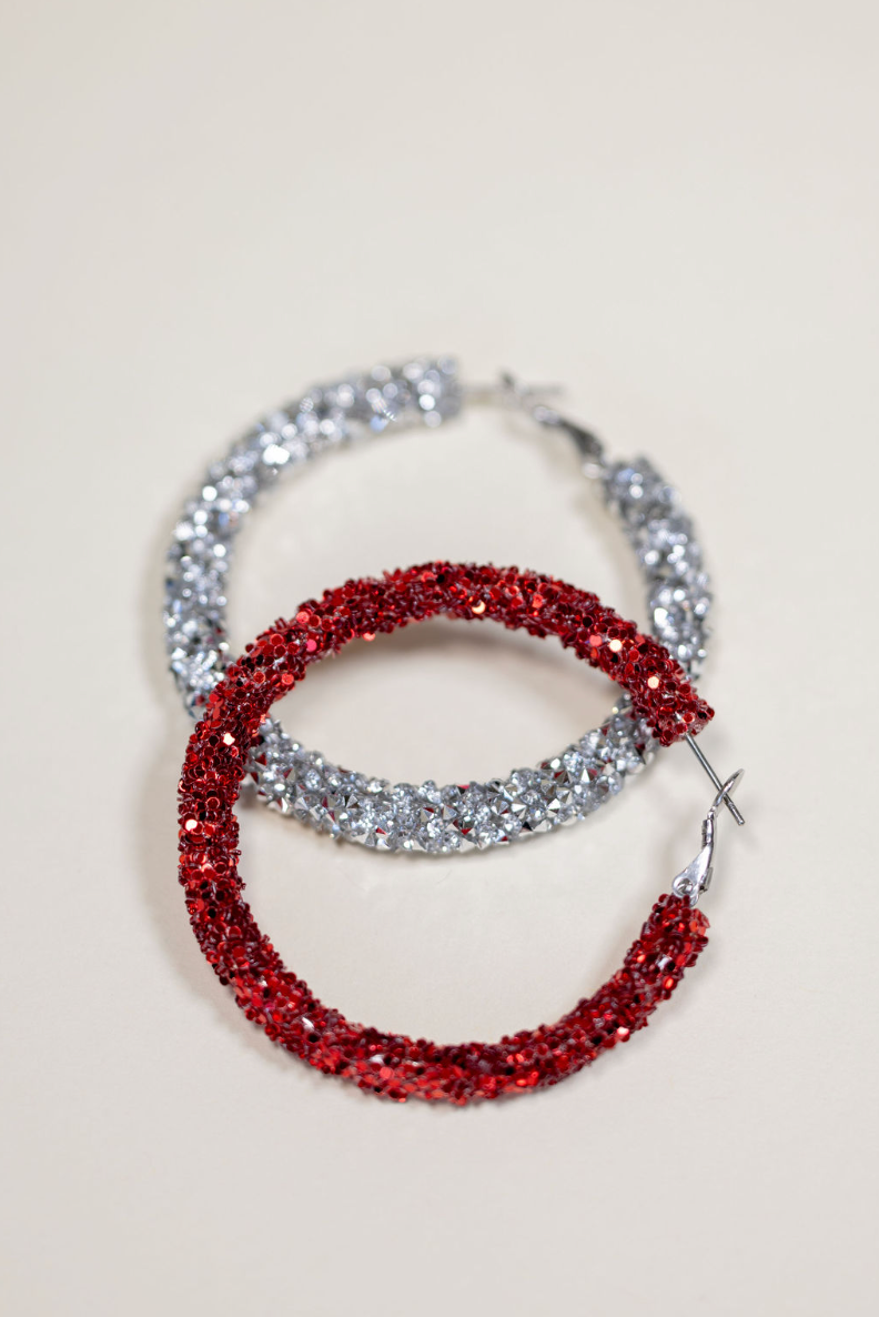 TLD Designs - Venta al por mayor Pendientes de aro - Aros con purpurina para el día del juego8