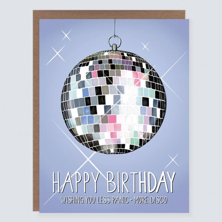 All Panic No Disco Ball | Funny Birthday Card for wholesale by Morgan Swank Studio