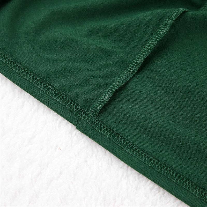 GREEN Color Block Long Sleeve Lapel Button-Up Blouse and Pants Set - Cozy Homewear Pajamas for wholesale on Faire7