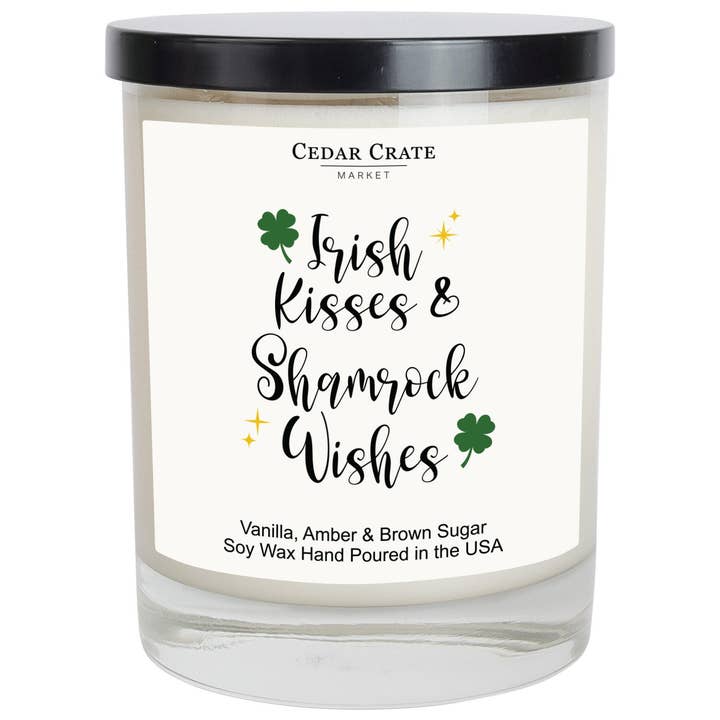 Baisers irlandais et souhaits de trèfle — Bougie de la Saint-Patrick pour la vente par Cedar Crate Market