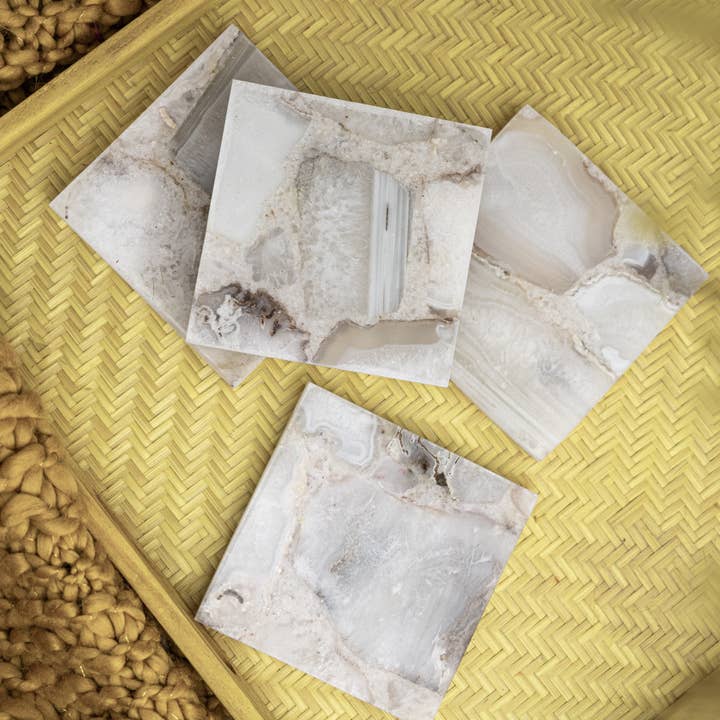 BIDKhome - Wholesale Coasters - Set of 4 White Agate Coasters2