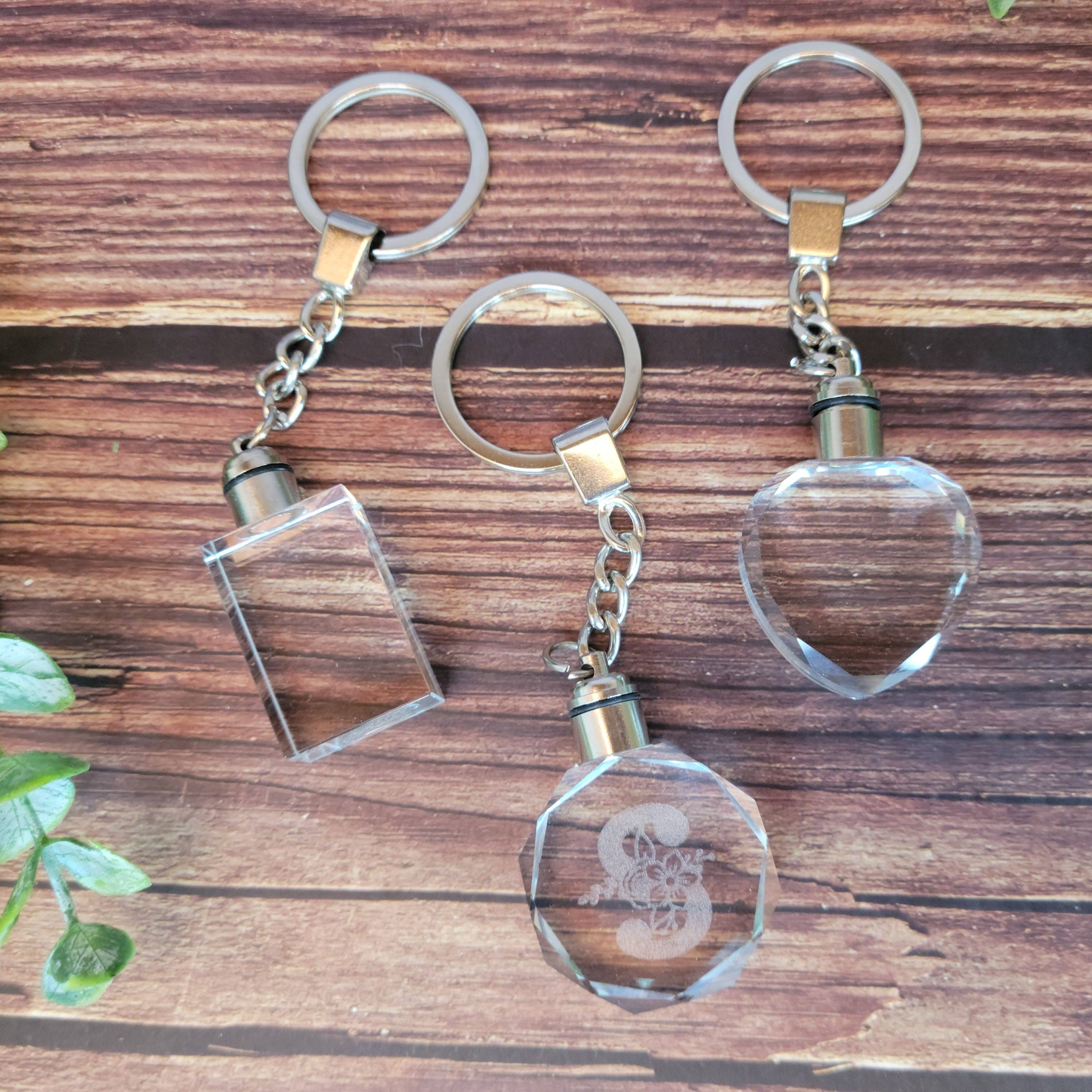 ACC Sublimation Blanks – wholesale Keychain – Unisex – Glass crystal LED lighted keychain, glass engraving keychain blank, 7 color change LED glass crystal keychain RTS1