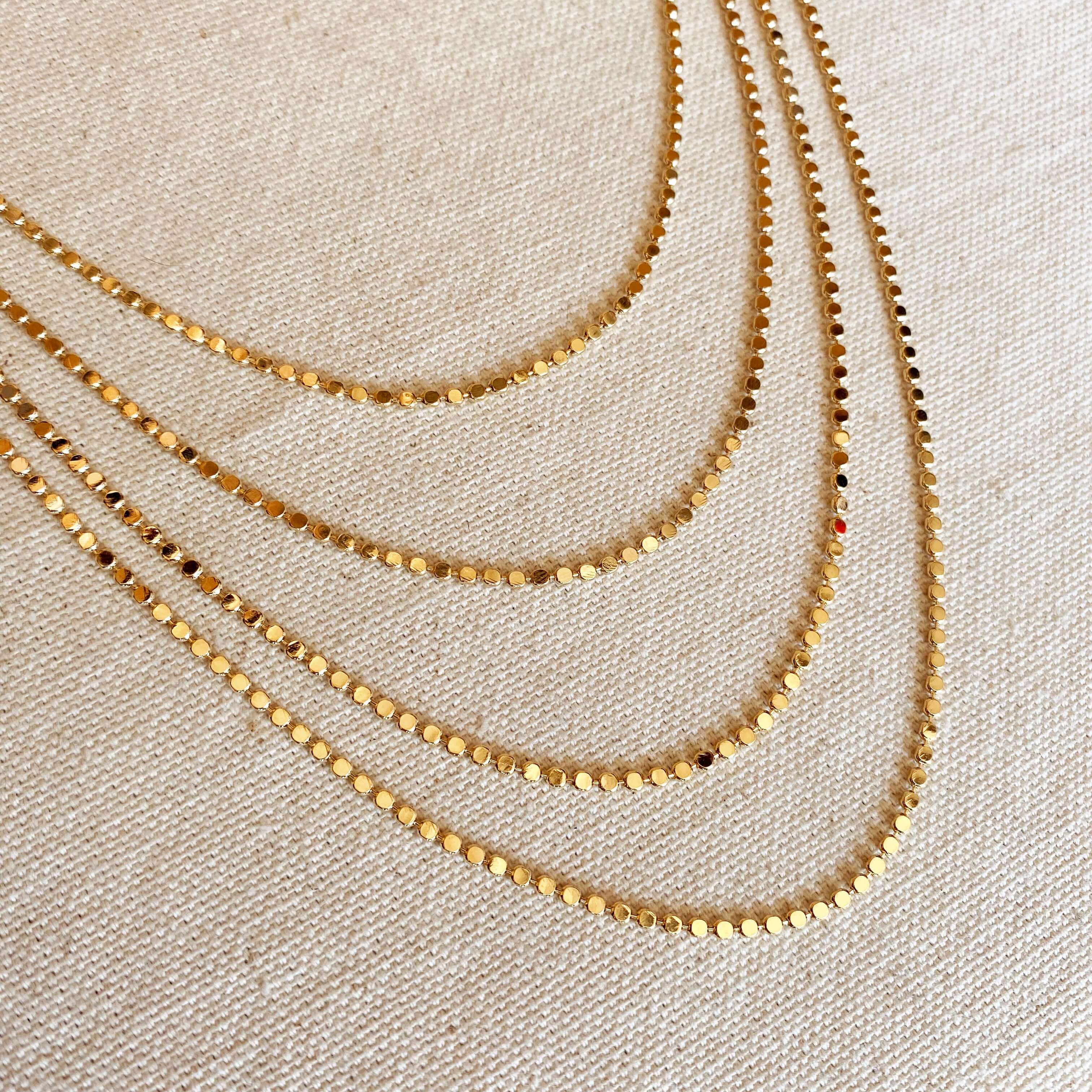 GoldFi - Wholesale Link & Chain Necklace - 18k Gold Filled 2mm Flat Ball Chain Necklace1