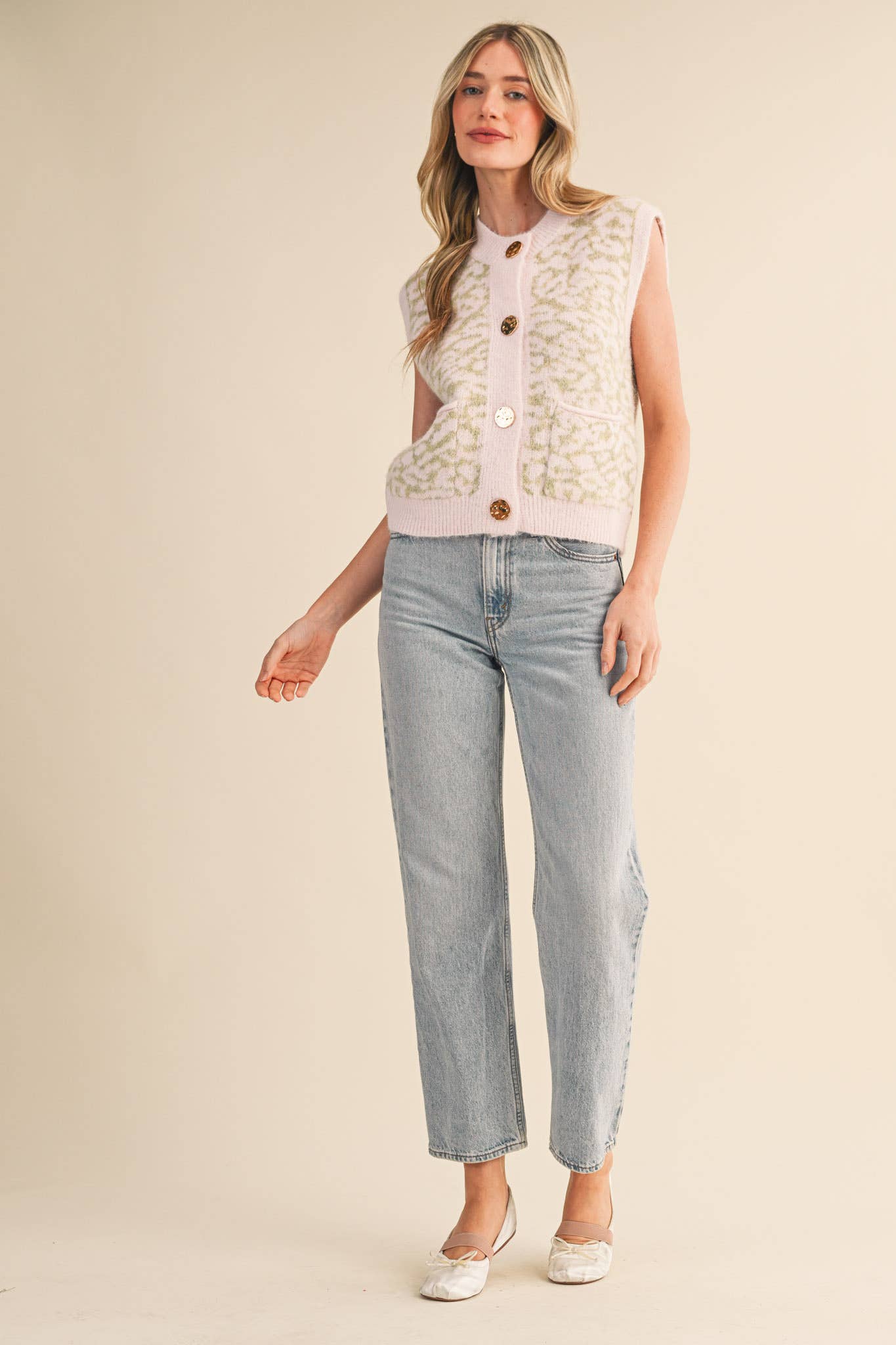 &MERCI - Wholesale Sweater Vest - Women's - LEOPARD KNIT SWEATER VEST MSW1124019