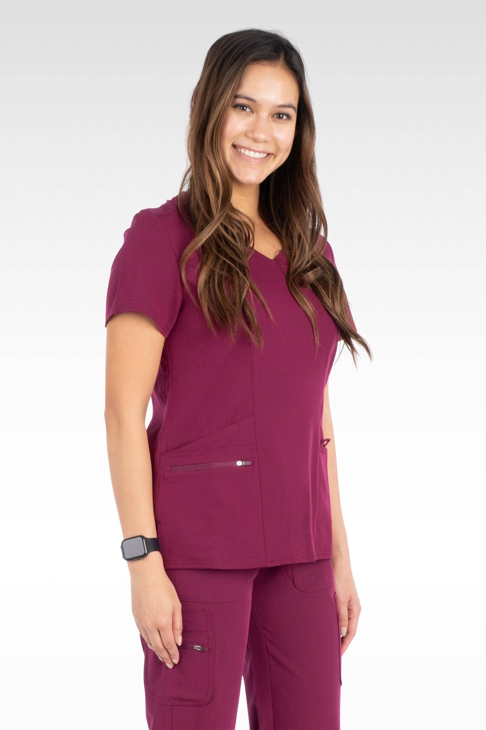 Aura Naturale – wholesale Healthcare uniform – Women's – Coral Women Mock Wrap with 6 Pockets Scrubs Top (94003)33