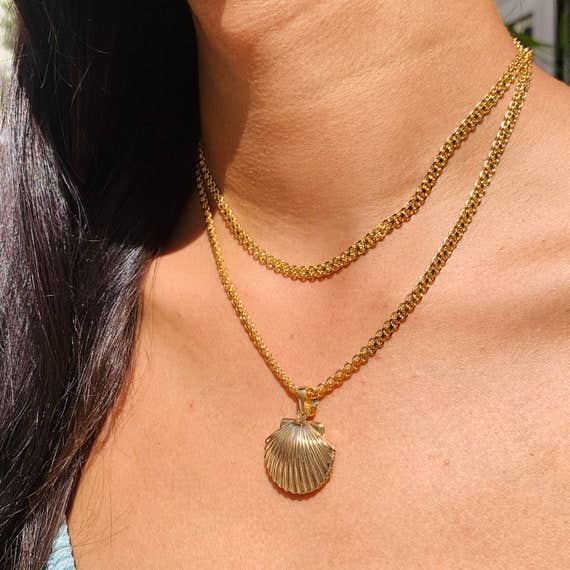 Mali Beads - Vente Chaînes visage/corps - Chaîne de taille coquillage en or 18 carats rempli – Inspirée de la côte3