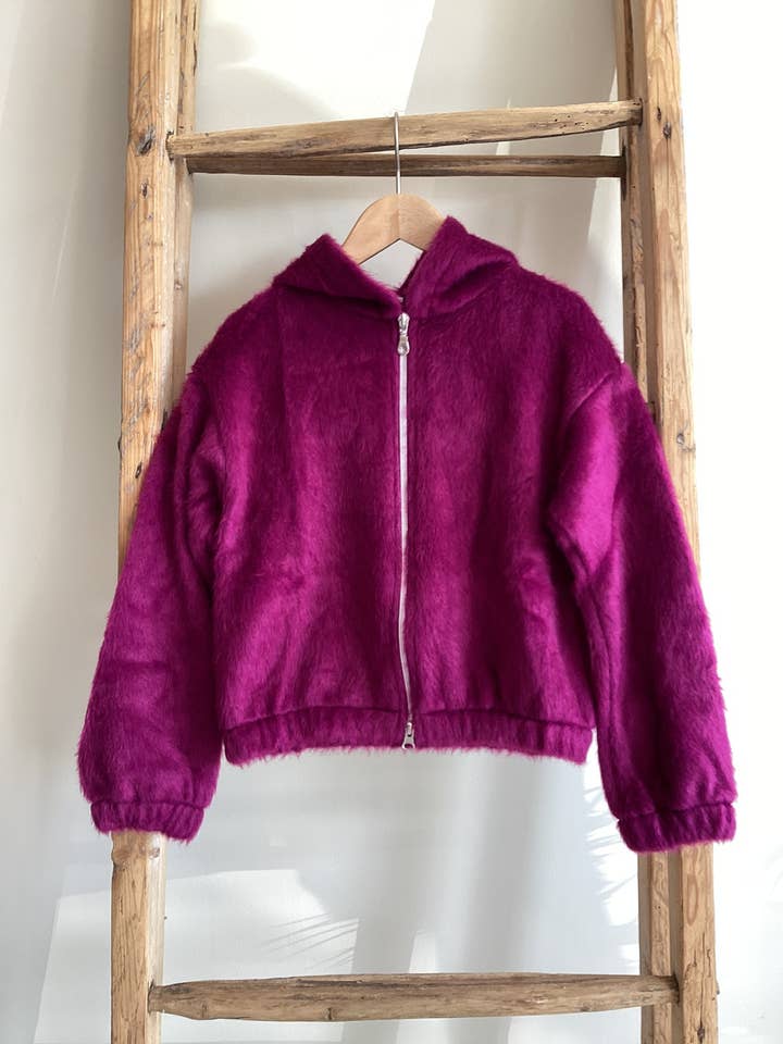 Very soft Teddy effect sweatshirt with PLUM for wholesale by FUNBEE kid Made in Italy