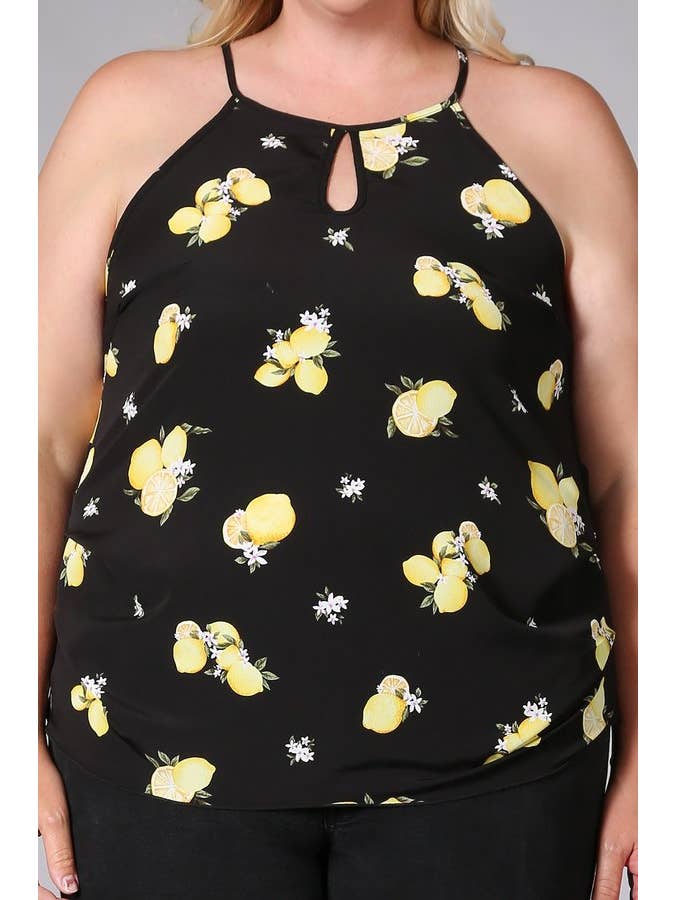 Haute Fox Plus Size & Contemporary - Wholesale Camisole - Women's - Plus Size Lemon Print Cami Top KY17975-2T