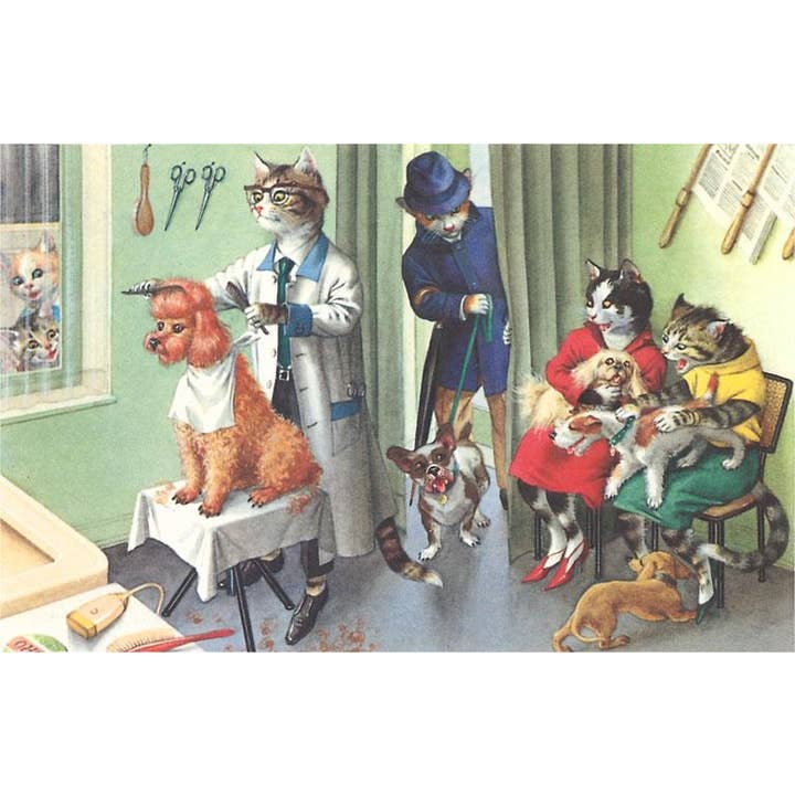 Magnet KC-234 Crazy Cats at the Dog Groomer for wholesale by Found Image Press