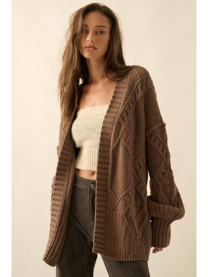 Promesa USA - Wholesale Cardigan – Women’s - Cable-Knit Oversize Balloon-Sleeve Cardigan11