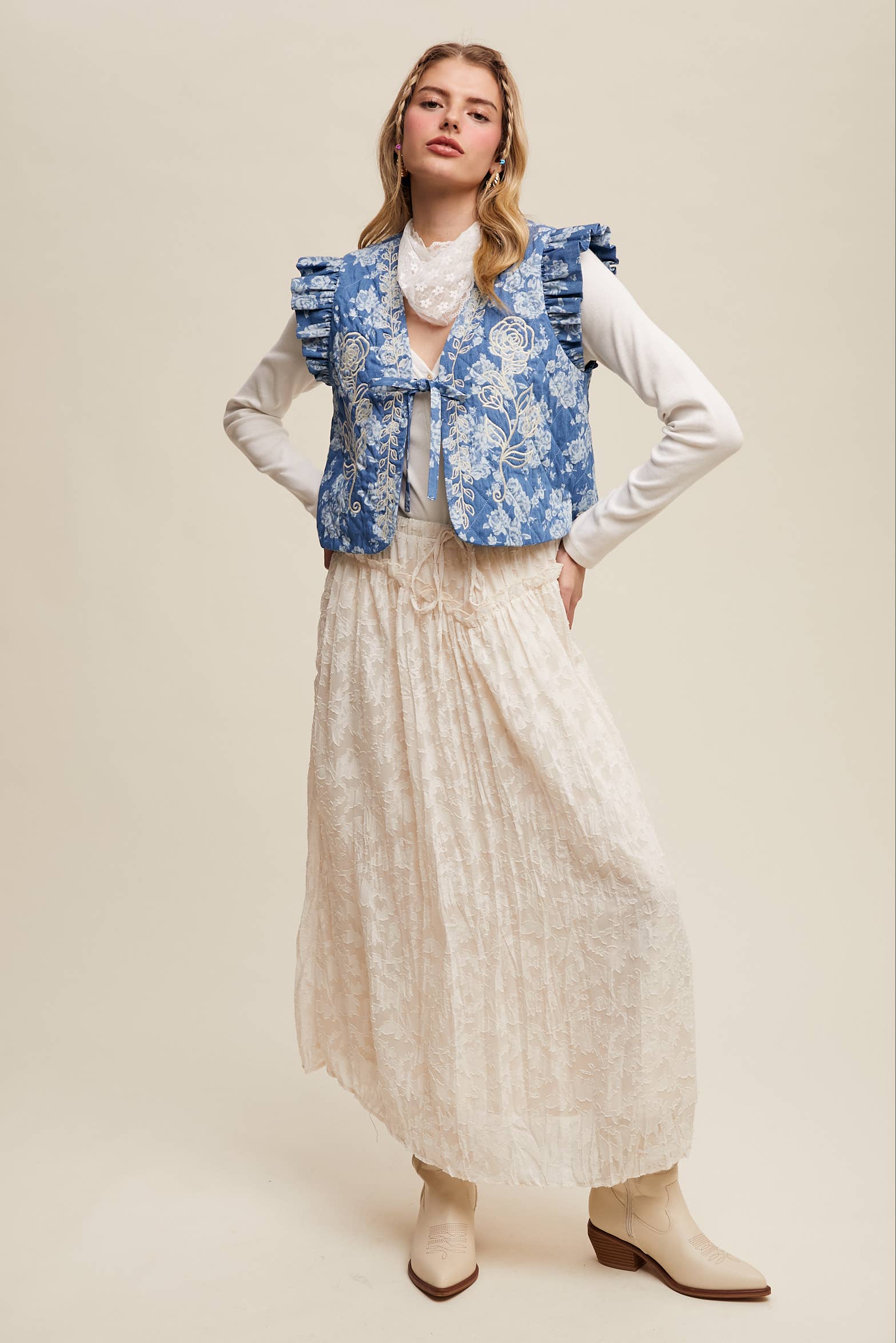 Listicle - Wholesale Skirt - Women's - Floral Textured Maxi Skirt21