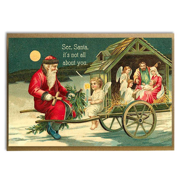 A Zillion Dollars - Vendita all'ingrosso Biglietti di auguri di Natale - Babbo Natale e Gesù; Non si tratta solo di te; Divertente auto di Natale