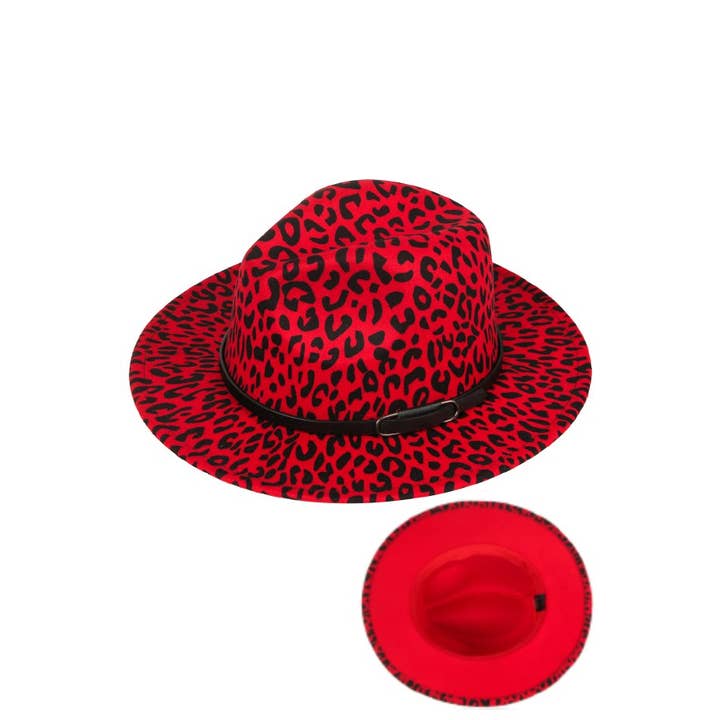 Cap Zone - Wholesale Fedora - Women's - Leopard And Red Bottom Fedora