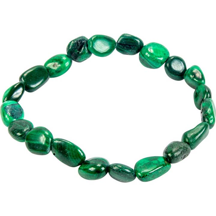 Tumbled Stones Elastic Bracelet 5-10mm - Malachite (Each) for wholesale by Kheops International