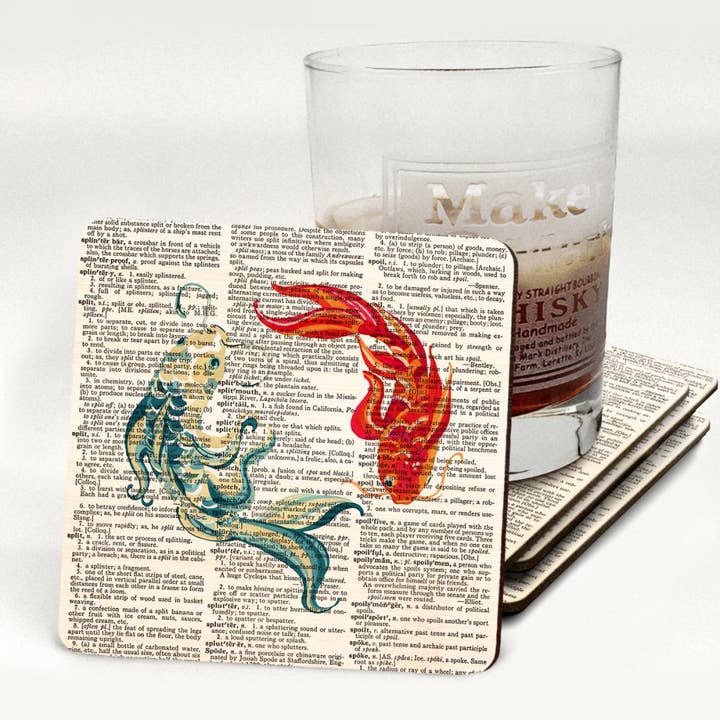 Koi Fish Wooden Drink Coaster for wholesale by Fresh Prints of CT