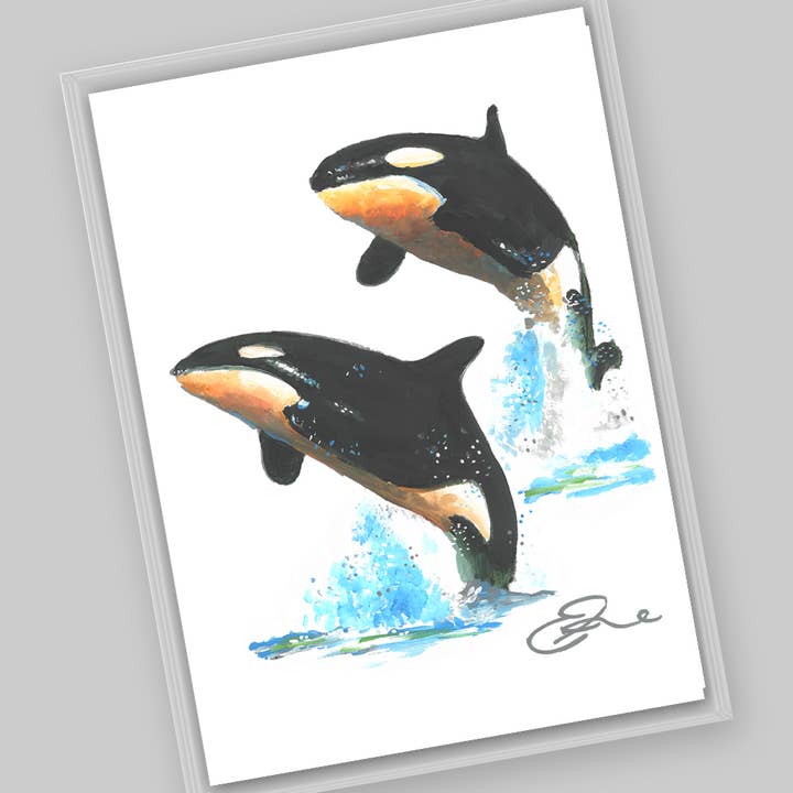 Animals – Orca Whales Postcard for wholesale by Eric Hanson Artwork