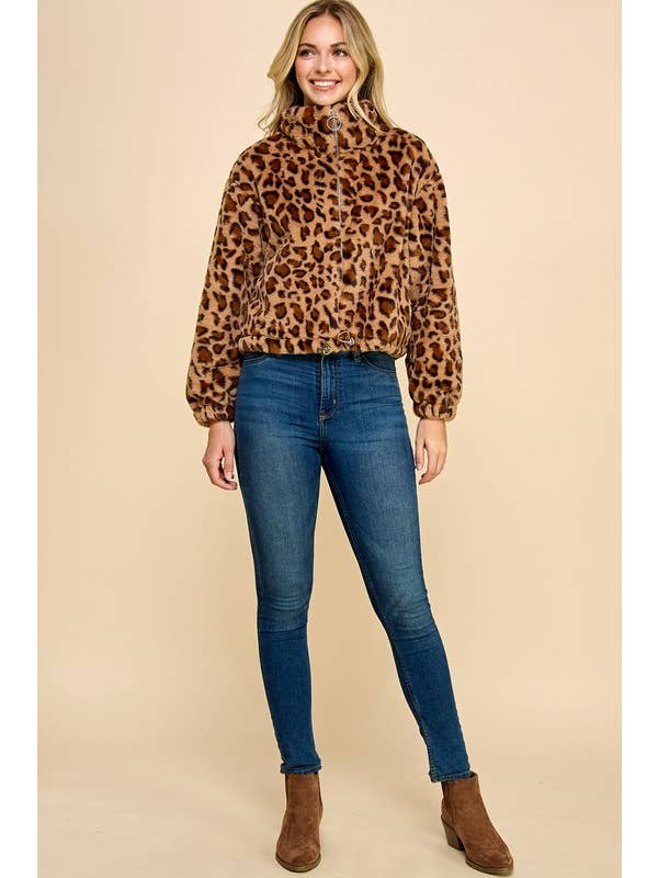 JACKET01 LEOPARD PRINT FAUX FUR JACKET for wholesale on Faire1