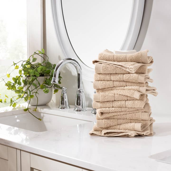 Arkwright Home - Wholesale Wash Cloth - Family Essentials Cotton Washcloths (Bulk Case of 144) 12x1211