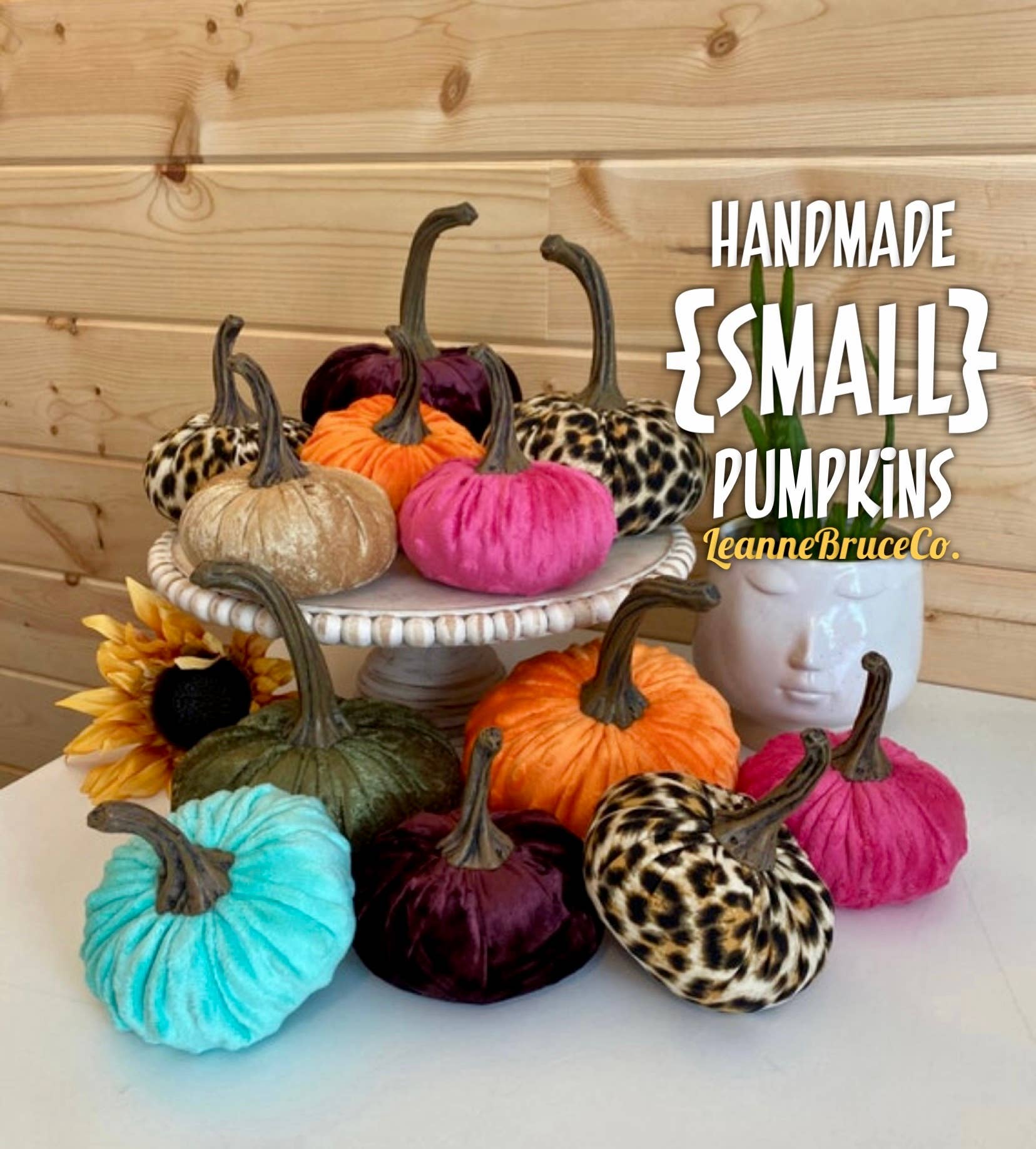 Leanne Bruce Co. - Wholesale Decorative tabletop object - Fabric Pumpkins SMALL Fall to Summer Home Decor Centerpiece 13