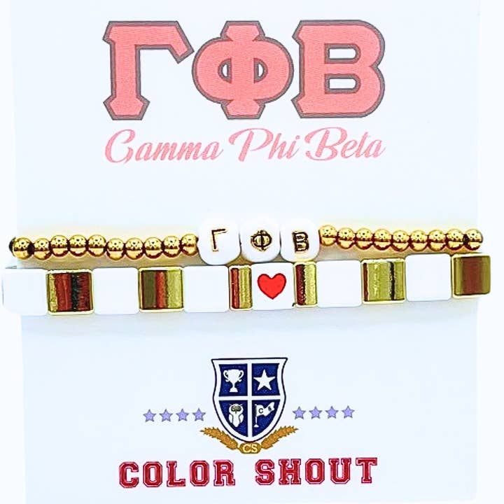 Color Shout - Wholesale Jewelry Set - I Love Gamma Phi Beta Bracelet Stack
