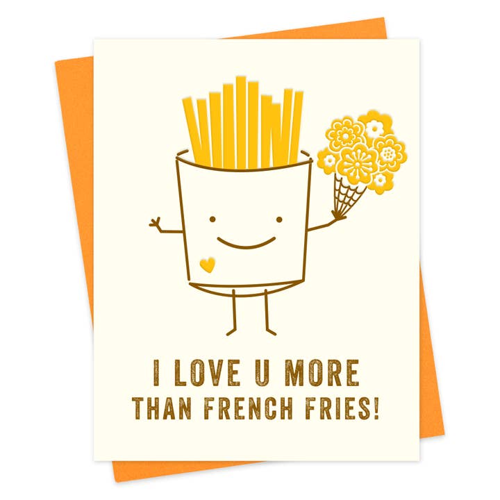 Night Owl Paper Goods - Wholesale Love Card - French Fries Foil Stamped Love Card