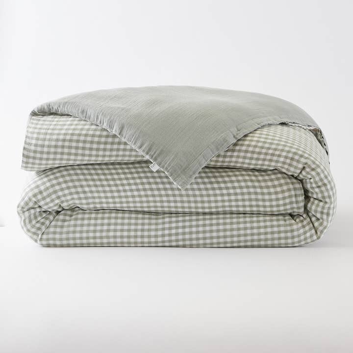 CAPA DE EDREDÃO REVERSÍVEL 240 x 220 cm VICKIE Eucalipto por atacado de L'effet Papillon