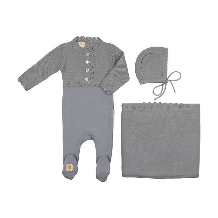 Mon Tresor Bebe - Wholesale Clothing Set - Baby - Mock-Cardigan Layette Set