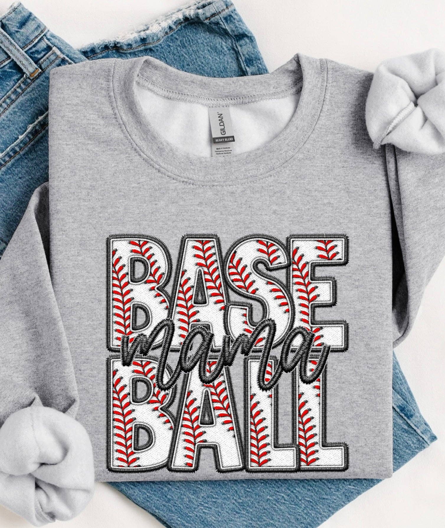 Ace of Grace - Wholesale Sweatshirt - Women's - Faux Embroidered Baseball Mama Tees & Sweatshirts1