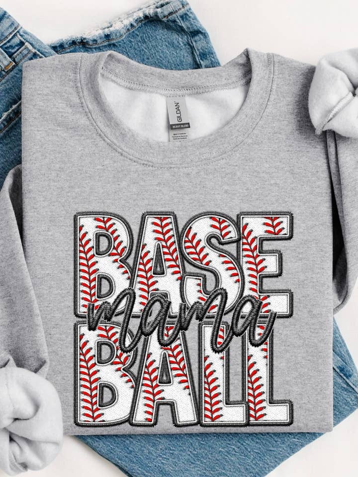 Ace of Grace - Wholesale Sweatshirt - Women's - Faux Embroidered Baseball Mama Tees & Sweatshirts1