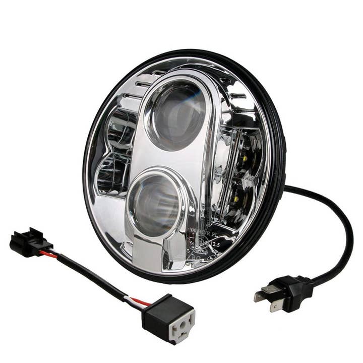 S&U FairTrade UG - Wholesale Car Decorative Charm - Unisex - LED Headlight - Round 7" 9-36V CHROME