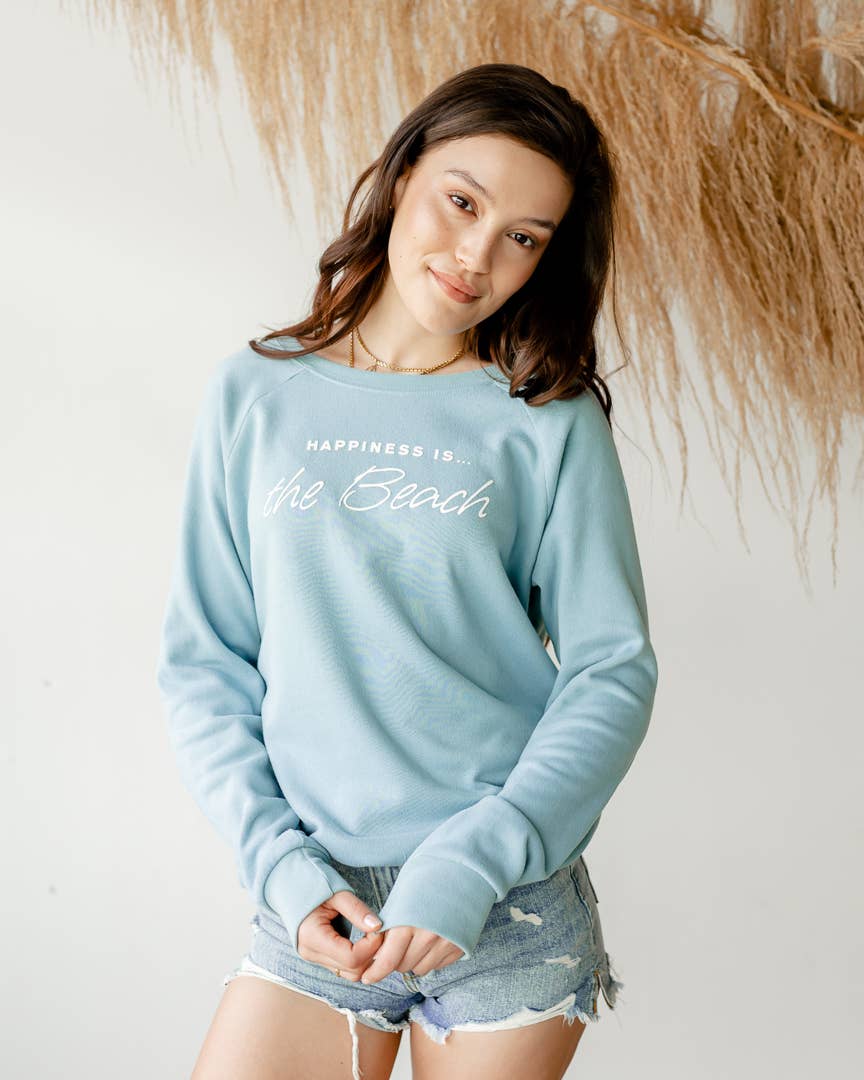 Happiness Is... - Wholesale Graphic Sweatshirt - Women's - Women's Beach Sweatshirts - 3 Colors3