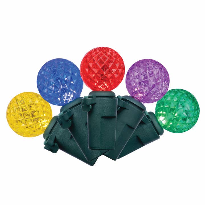Boîte de guirlande lumineuse facettée G12 PS vibrante 100L - Cordon vert de 3" pour la vente par Holiday Bright Lights