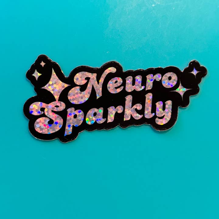 Comma Craft Co - Wholesale Sticker - Neuro Sparkly - Glitter Vinyl Laptop Bumper Sticker
