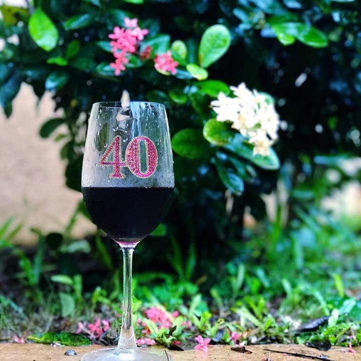 The Queens' Jewels® - Wholesale Wine Glass - 40th Birthday Jeweled Stemmed Wine Glass