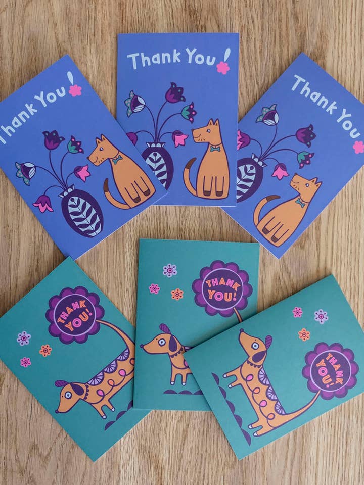 Dog Thank You Notecards - Set of 6 for wholesale by Lunar Apple