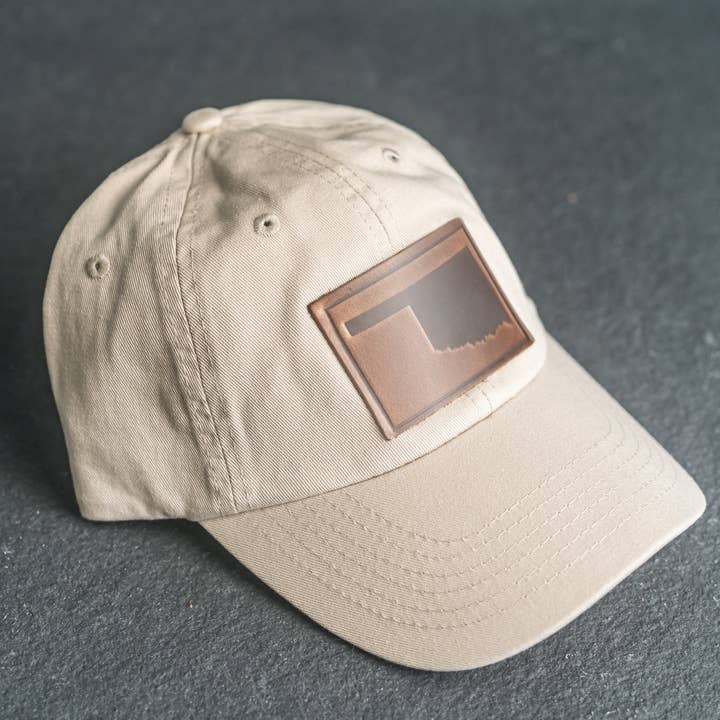 Ox & Pine - Wholesale Trucker Hat - Unisex - Leather Patch Unstructured Style Hat - Oklahoma Stamp