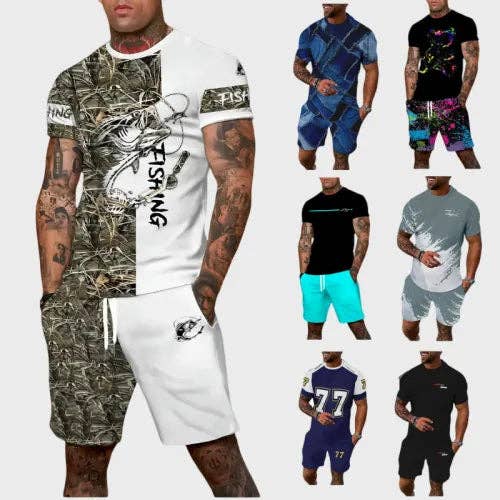 Casual Men's Elegant Streetwear Printing Polyester Mesh Shorts Co-ord Set for wholesale by Aromatized Collection