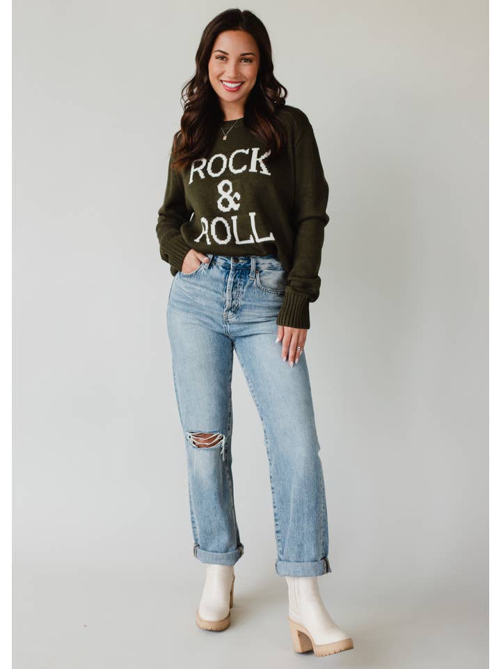 Panache Apparel Co. - Wholesale Knit Sweater - Women's - Olive Rock & Roll Sweater