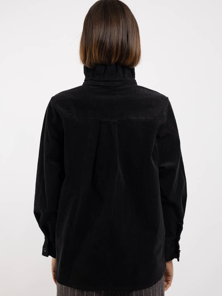 Pépouz' Paris - Wholesale Button Down Shirt - Women's - Corduroy shirt with ruffled collar PC255217