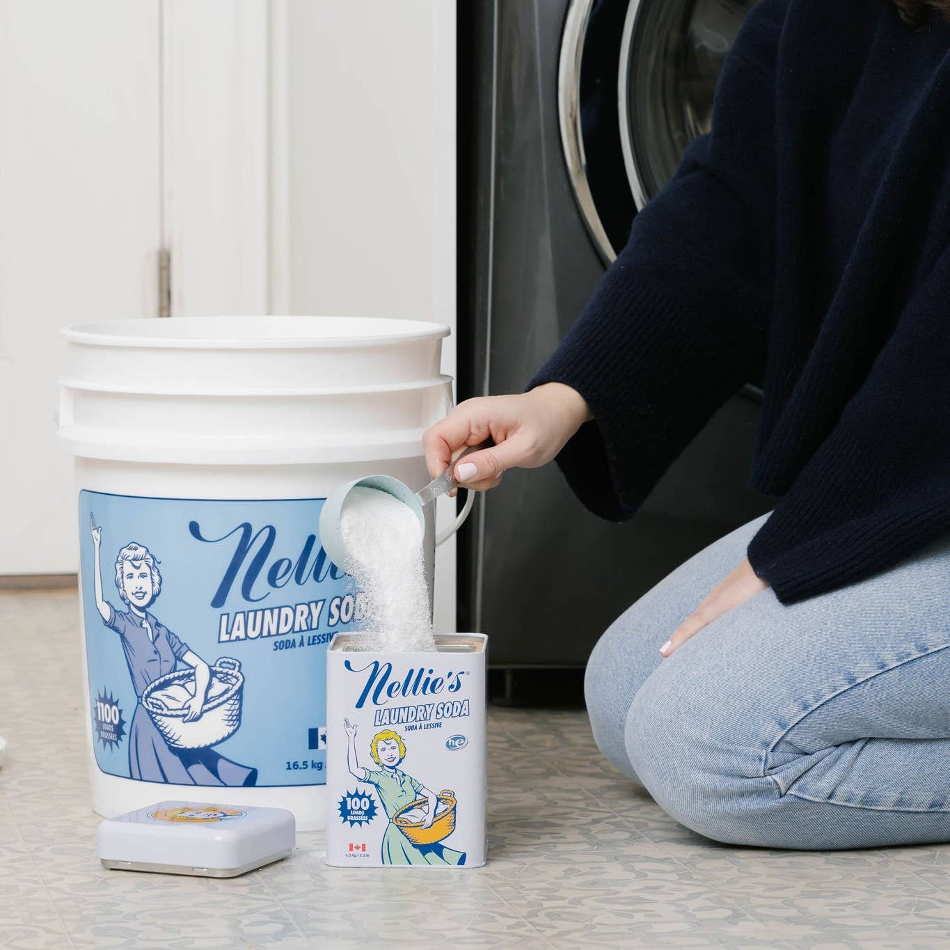 Nellie's Clean - Wholesale Laundry Detergent Powder/Pods - Laundry Soda (Soap/powder: BULK 5 gallon bucket 1100 Scoops)1