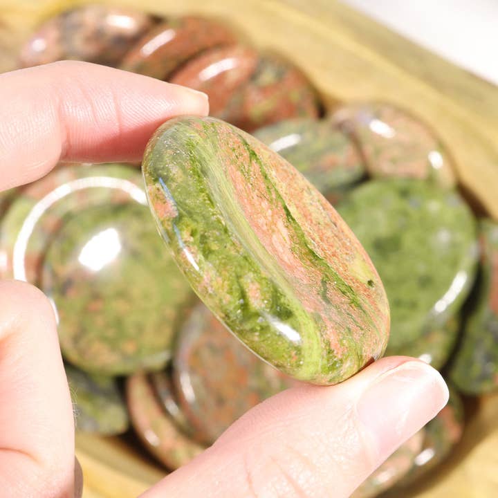 Natures Artifacts Inc - Wholesale Spiritual Stone/Crystal - Unakite Worry Stone - Unakite Thumb Stones5