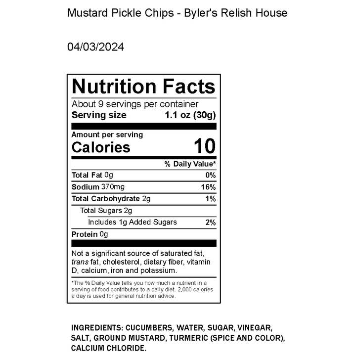 Bylers Relish House & Byler Canning Co. - Wholesale Pickled Vegetables - Byler's Mustard Pickle Chips5