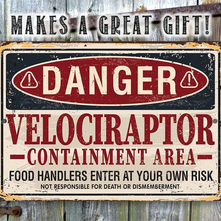 Lone Star Art Metal Signs - Wholesale Sign - Danger Velociraptor - Metal Sign7