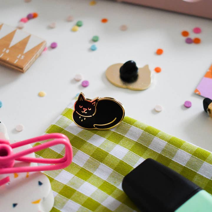 Nat Ellis Illustration - Wholesale Lapel Pin/Button - Live, Lounge, Loaf Cat - Luxury Enamel Pin2