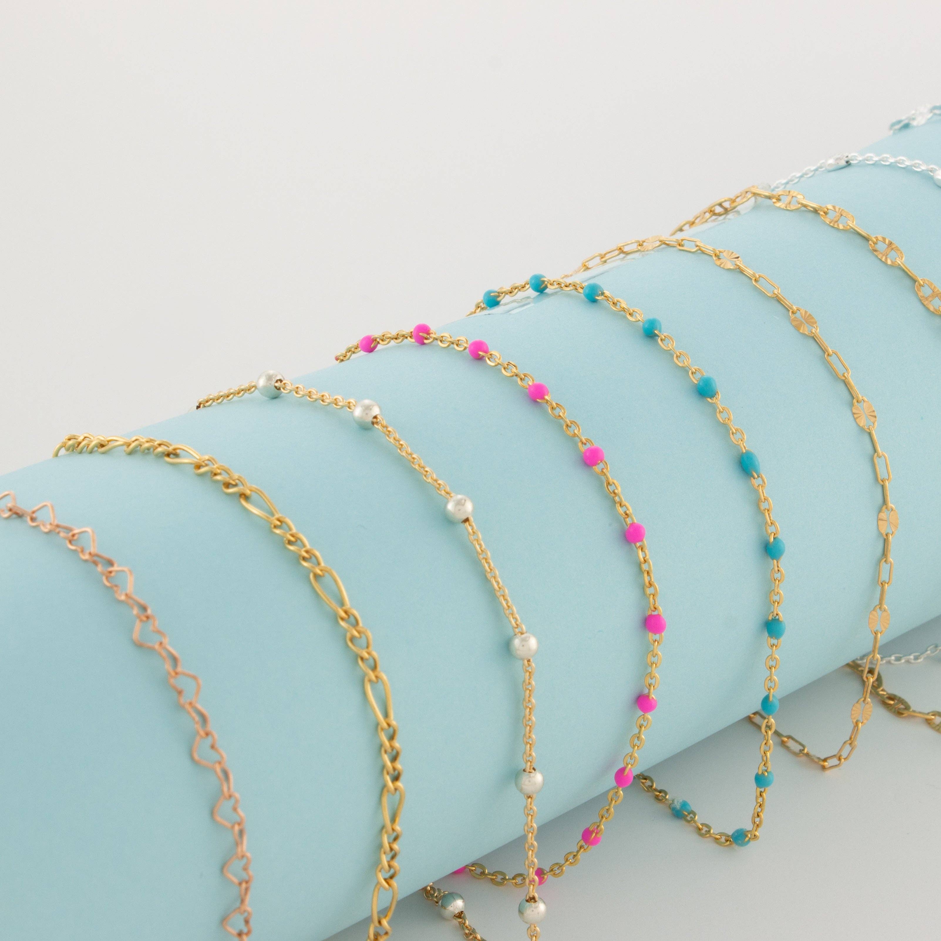 TPAIGE Jewelry - Wholesale Beaded Bracelet - Two Tone Gold Filled Cable and Sterling Silver 3mm Beads2